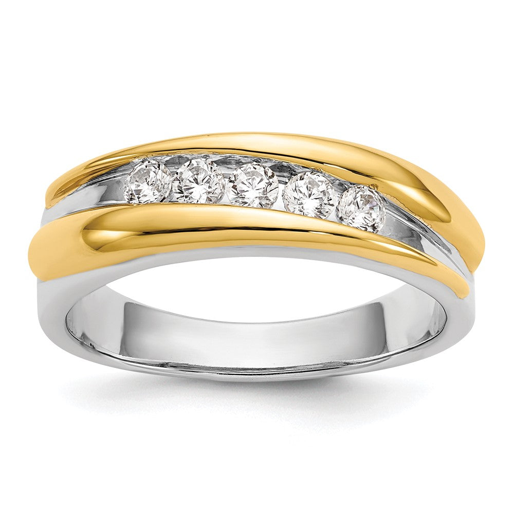 14K Bicolor-Gold Herren-Ring mit echten Diamanten