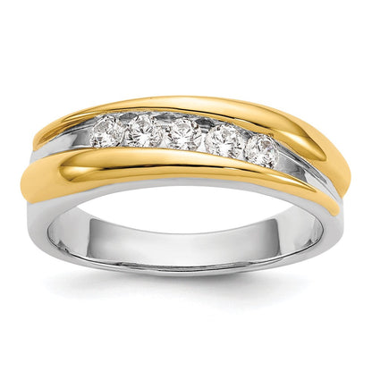 14K Bicolor-Gold Herren-Ring mit echten Diamanten