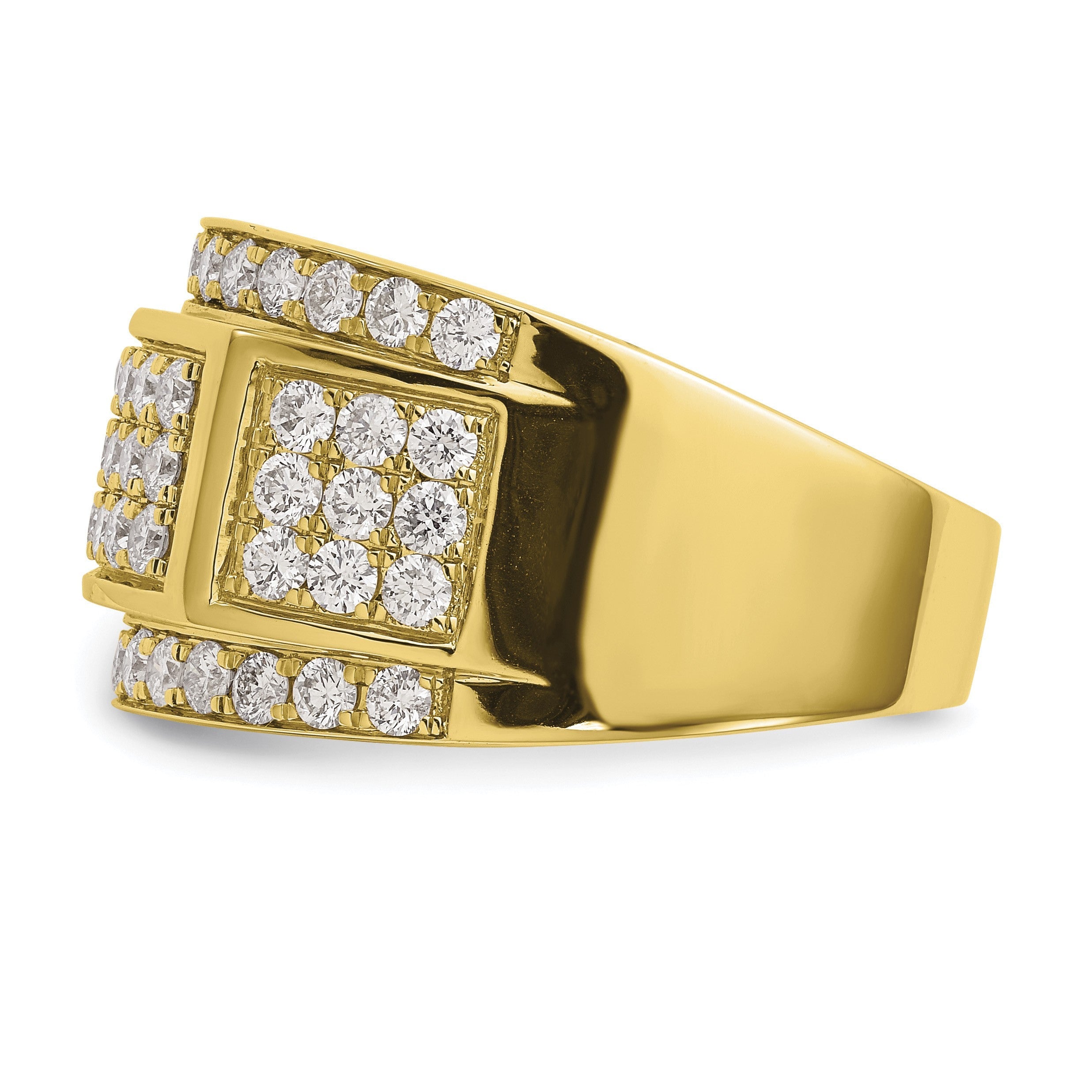 10K Gelbgold Herrenring mit 3 ct. im Labor gezüchteten weißen Diamanten, VS/SI+ G+