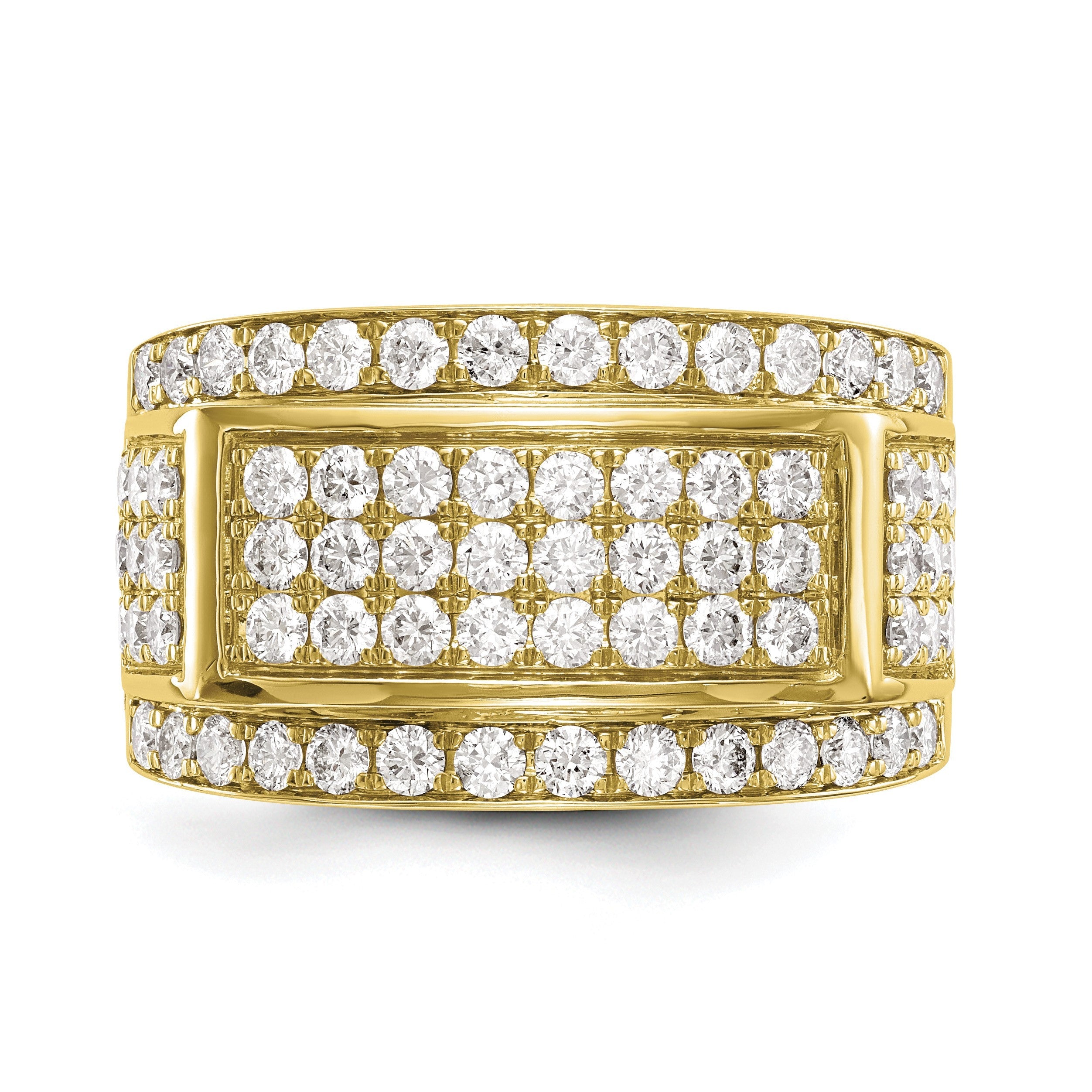 10K Gelbgold Herrenring mit 3 ct. im Labor gezüchteten weißen Diamanten, VS/SI+ G+