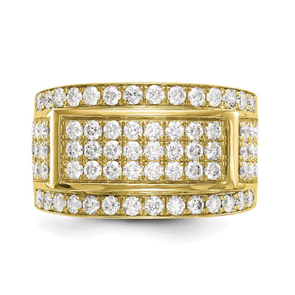 10K Gelbgold Herrenring mit 3 ct. im Labor gezüchteten weißen Diamanten, VS/SI+ G+
