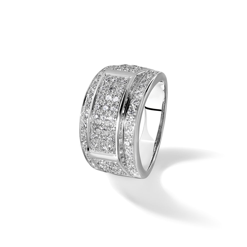 14K Weißgold Herren-Ring mit echten Diamanten