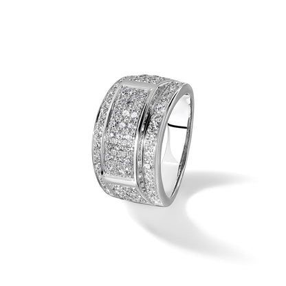 14K Weißgold Herren-Ring mit echten Diamanten