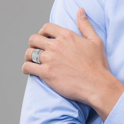 10K Weißgold Herrenring mit 2 ct. im Labor gezüchteten Diamanten, VS/SI+ G+