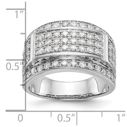 14K Weißgold Herren-Ring mit echten Diamanten
