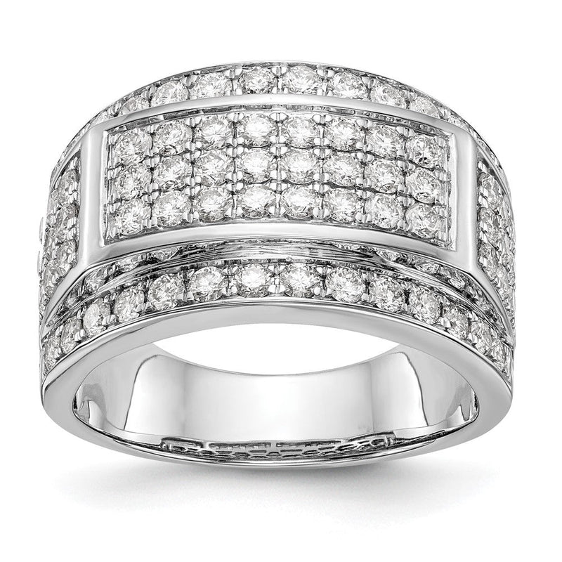 14K Weißgold Pavé 2 Karat Diamant Komplett Herren Ring