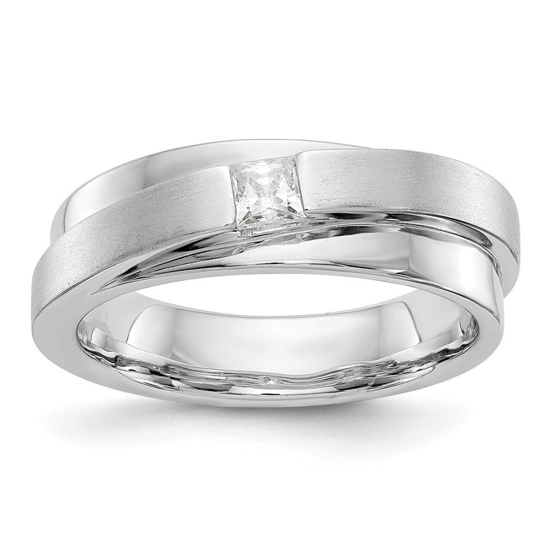 14K Weißgold Herren-Ehering mit natürlichen Diamanten