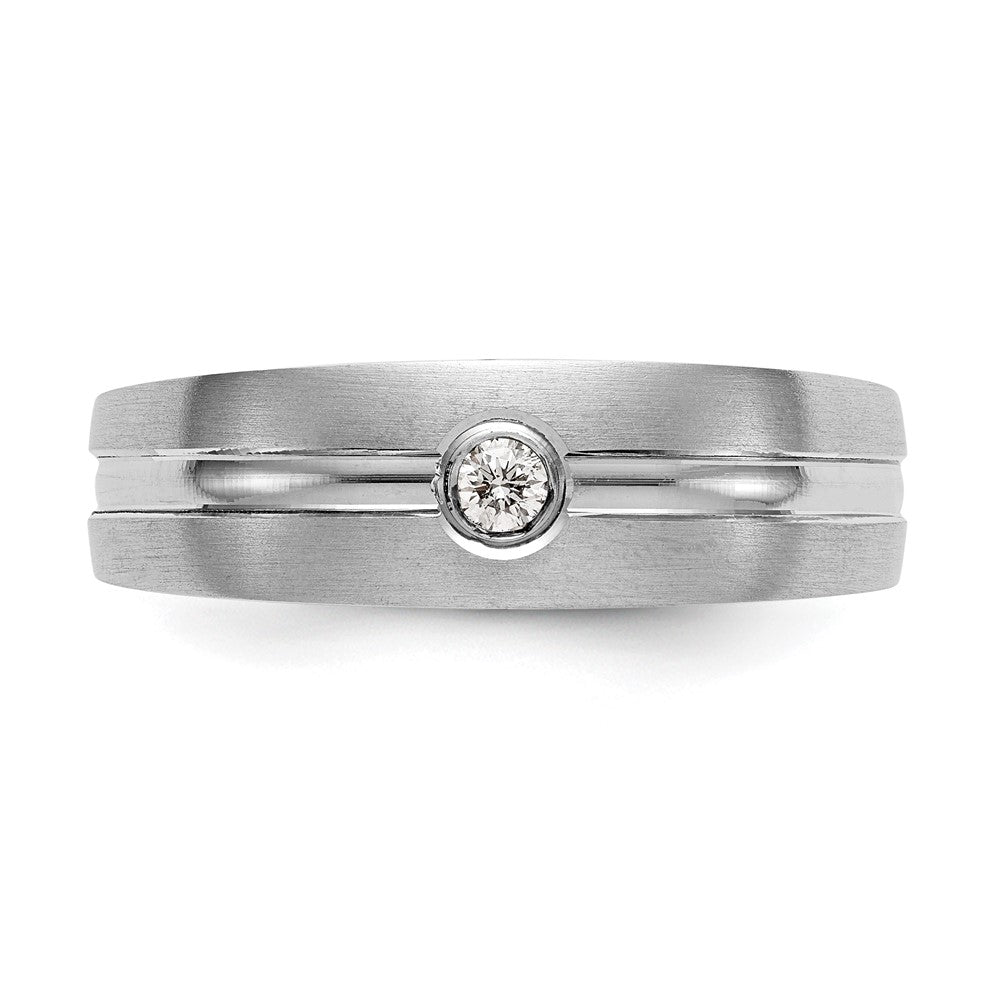 14K Weißgold Herren-Ehering mit natürlichem Diamant 0,07 ct