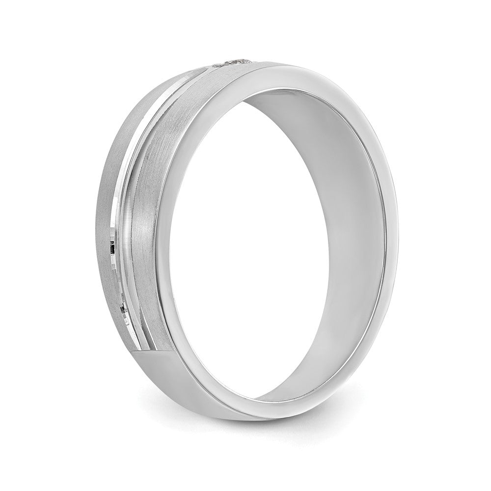 14K Weißgold Herren-Ehering mit natürlichem Diamant 0,07 ct