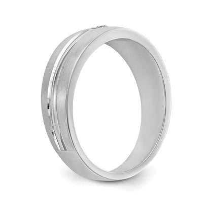 14K Weißgold Herren-Ehering mit natürlichem Diamant 0,07 ct