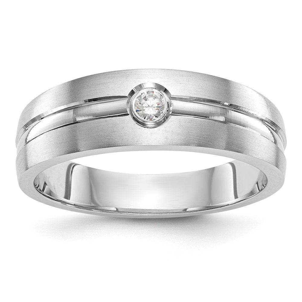 14K Weißgold Herren-Ehering mit natürlichem Diamant 0,07 ct