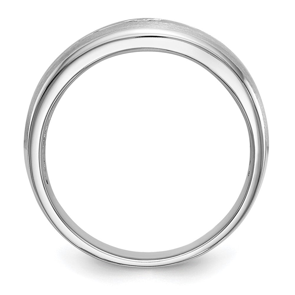 14K Weißgold Herrenring mit erhöhter quadratischer Fassung, Emaille und 0,2K Diamanten, komplett