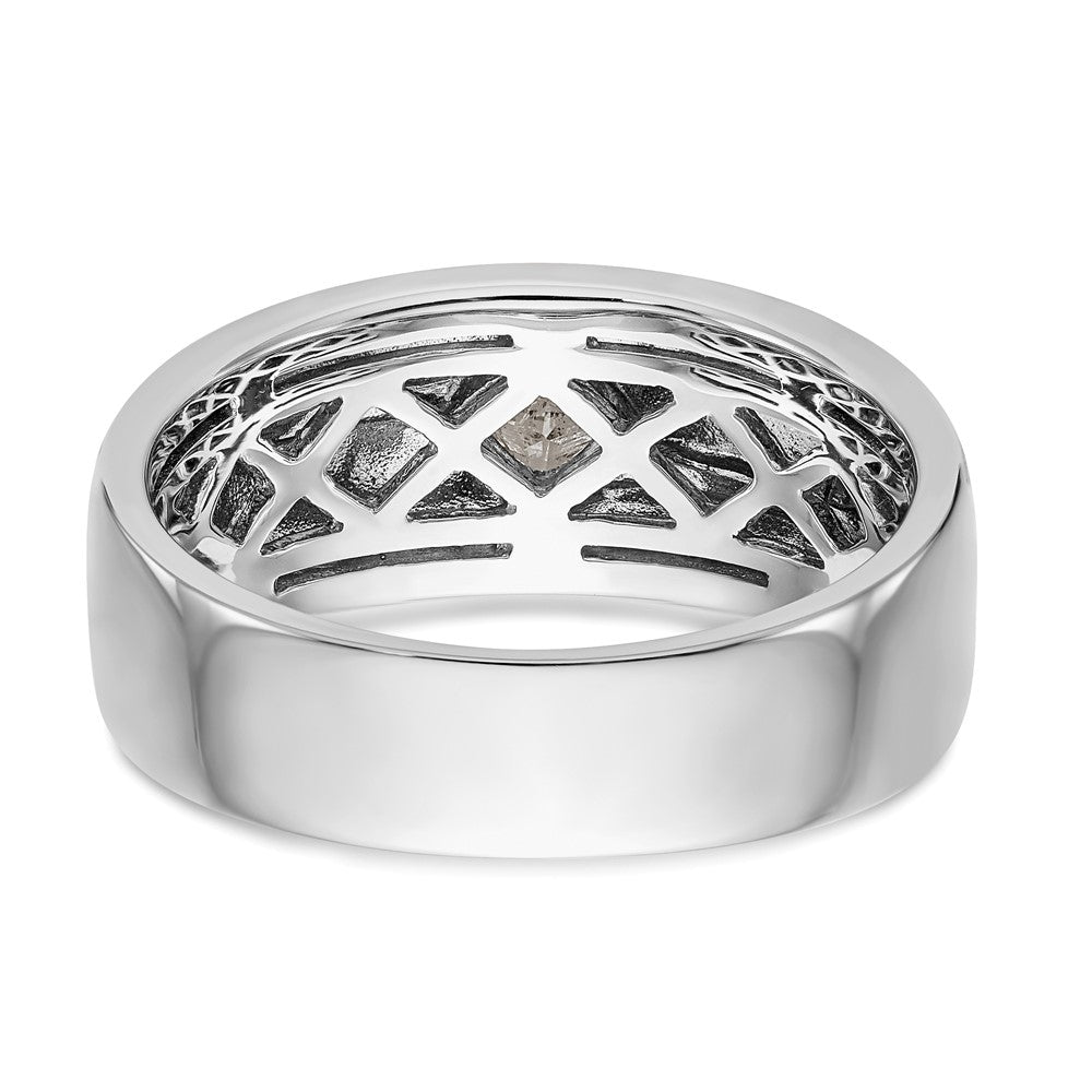 14K Weißgold Herrenring mit erhöhter quadratischer Fassung, Emaille und 0,2K Diamanten, komplett