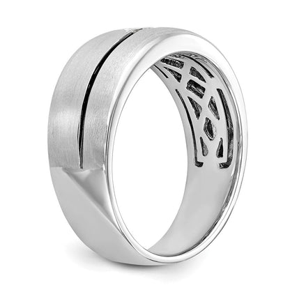 14K Weißgold Herrenring mit erhöhter quadratischer Fassung, Emaille und 0,2K Diamanten, komplett