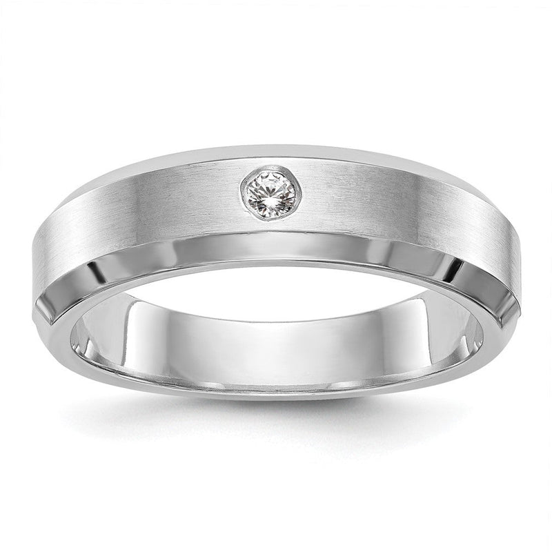 14K Weißgold Herren-Ehering mit natürlichem Diamant