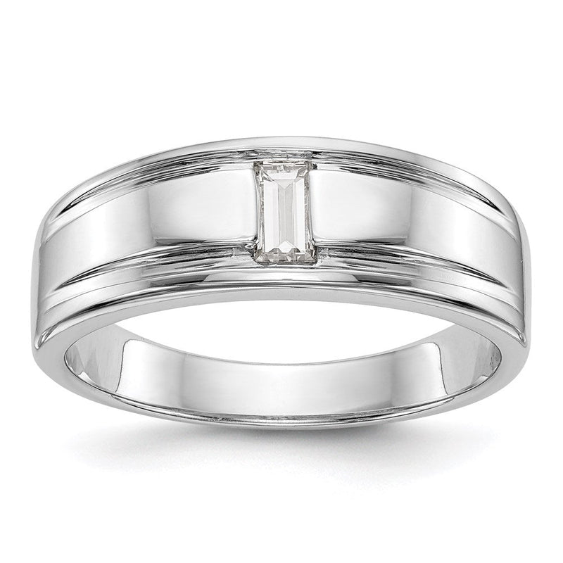 14K Weißgold Herrenring mit echten Diamanten