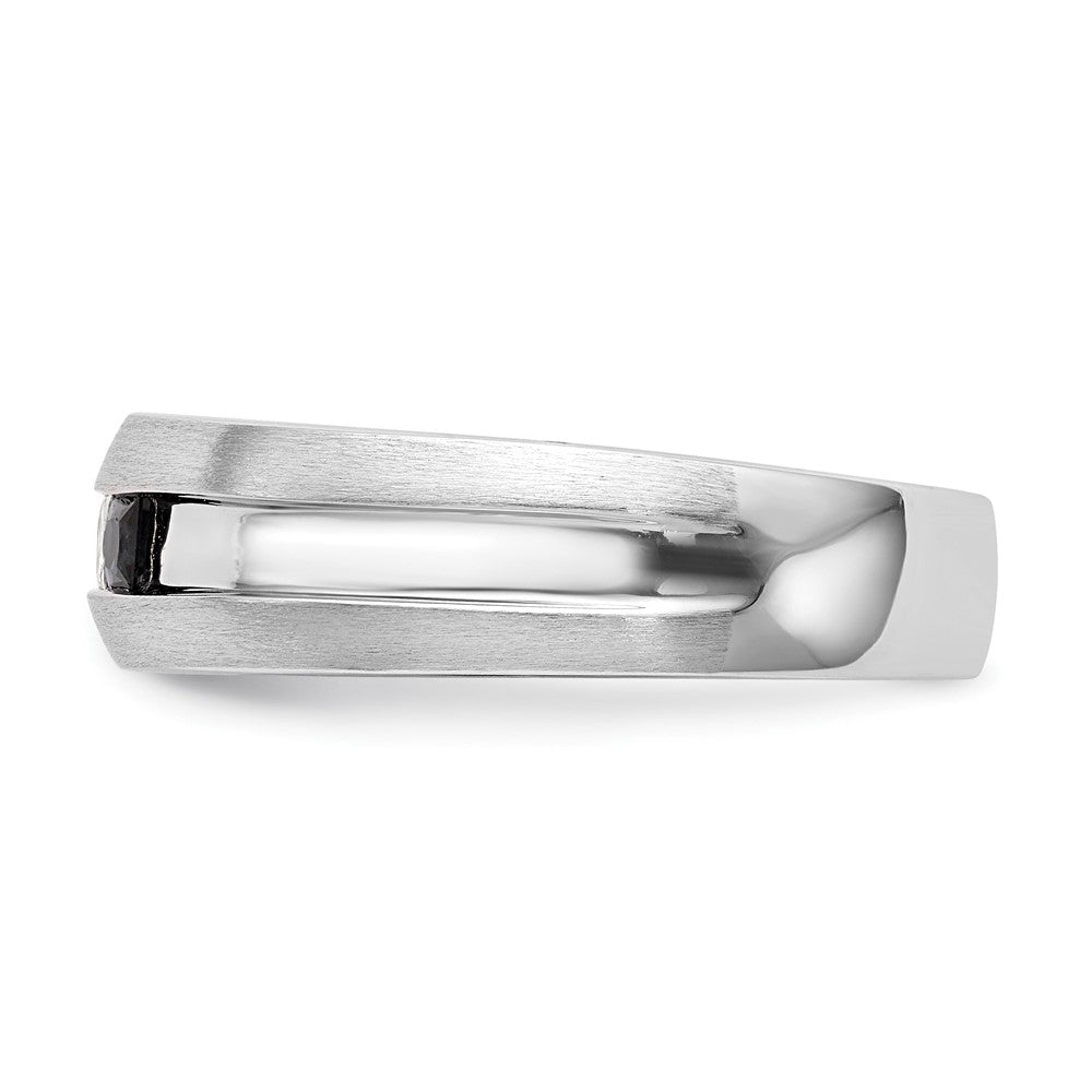 14 Karat Weißgold Herren-Ring mit natürlichen Diamanten und Saphir