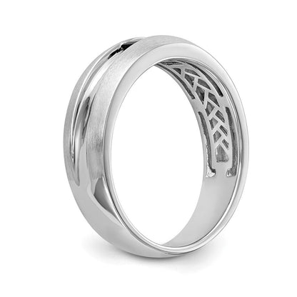 14 Karat Weißgold Herren-Ring mit natürlichen Diamanten und Saphir