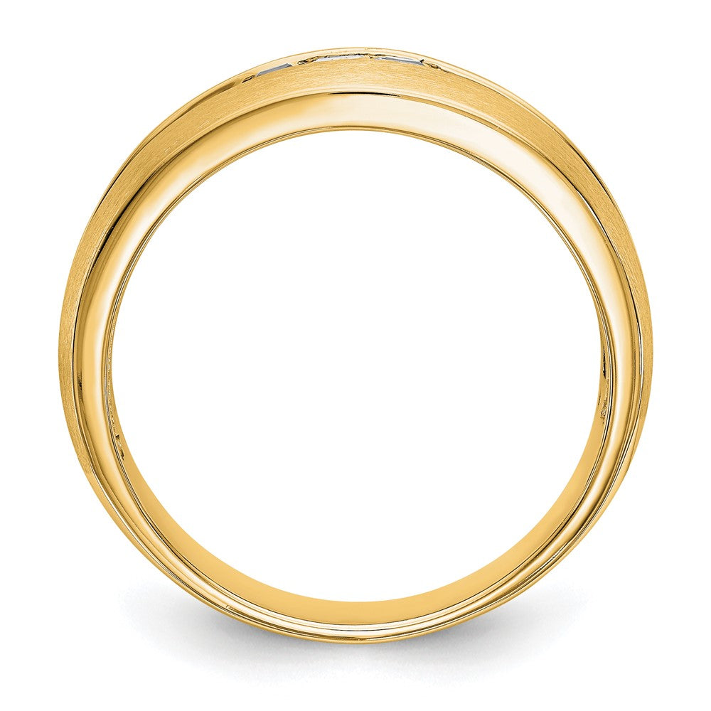 14K Gelbgold Ring für Herren mit echtem Diamant und Saphir