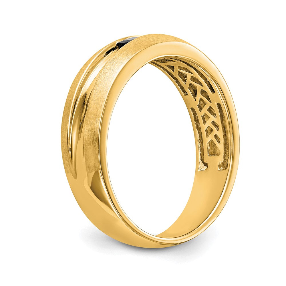 14K Gelbgold Ring für Herren mit echtem Diamant und Saphir