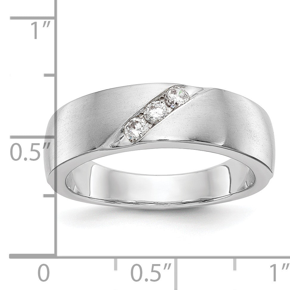 14K Weißgold 3 Stein 1/5 Karat Diamant Komplett Herren Ring