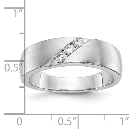 14K Weißgold 3 Stein 1/5 Karat Diamant Komplett Herren Ring