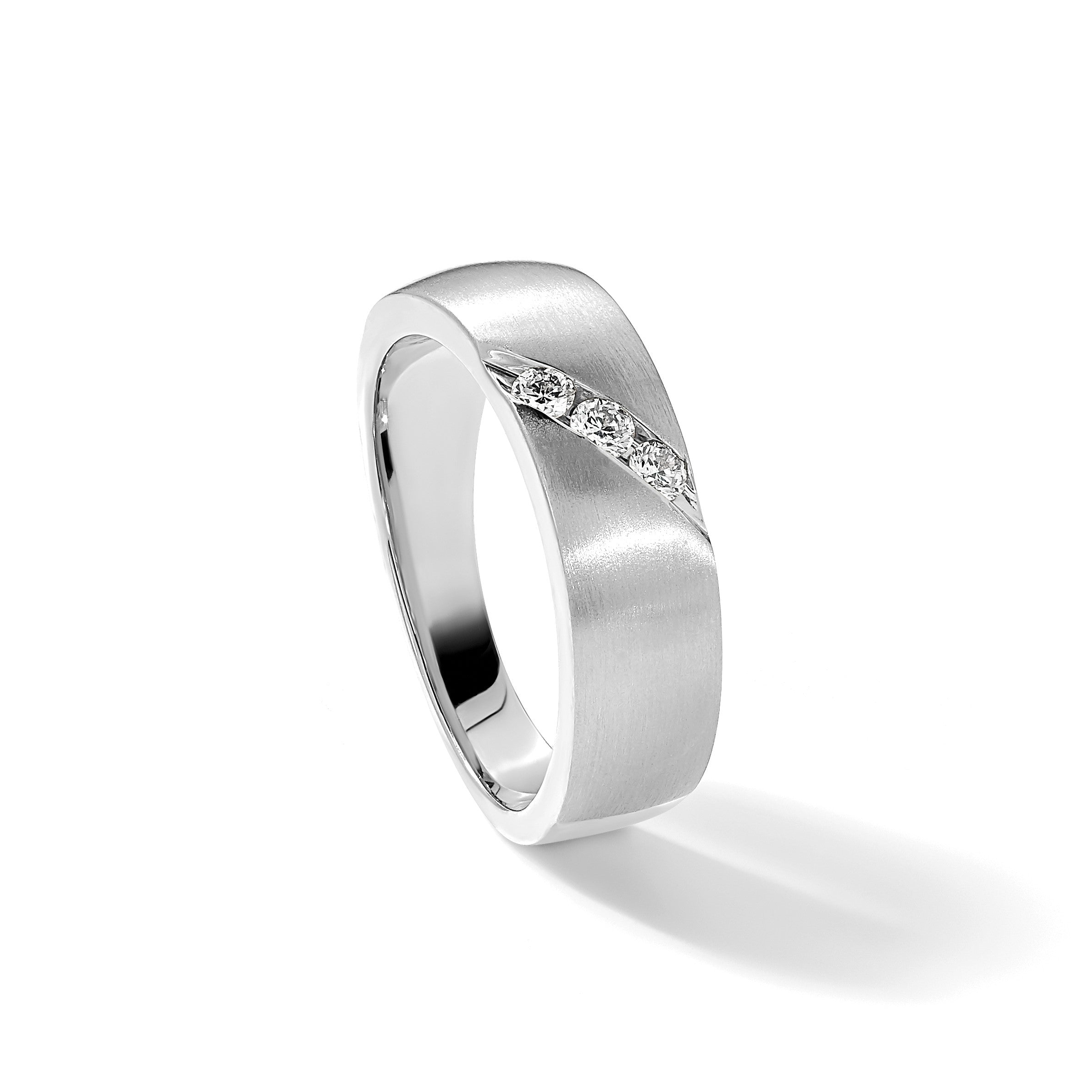 14K Weißgold Herrenring mit natürlichen Diamanten