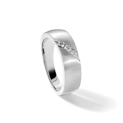 14K Weißgold Herrenring mit natürlichen Diamanten