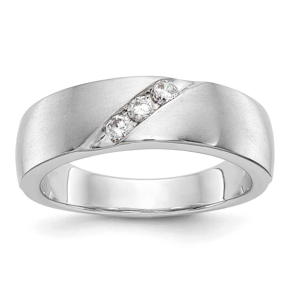 14K Weißgold 3 Stein 1/5 Karat Diamant Komplett Herren Ring