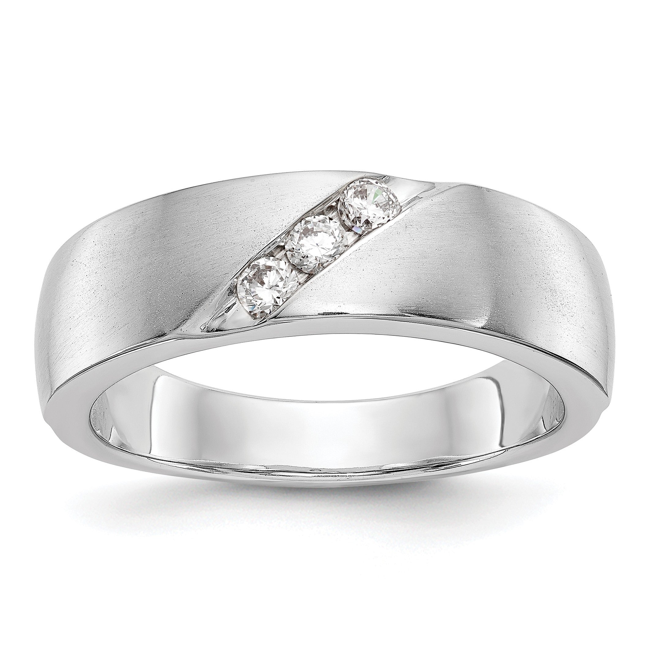 14K Weißgold 3 Stein 1/5 Karat Diamant Komplett Herren Ring