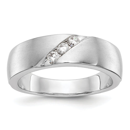 14K Weißgold 3 Stein 1/5 Karat Diamant Komplett Herren Ring