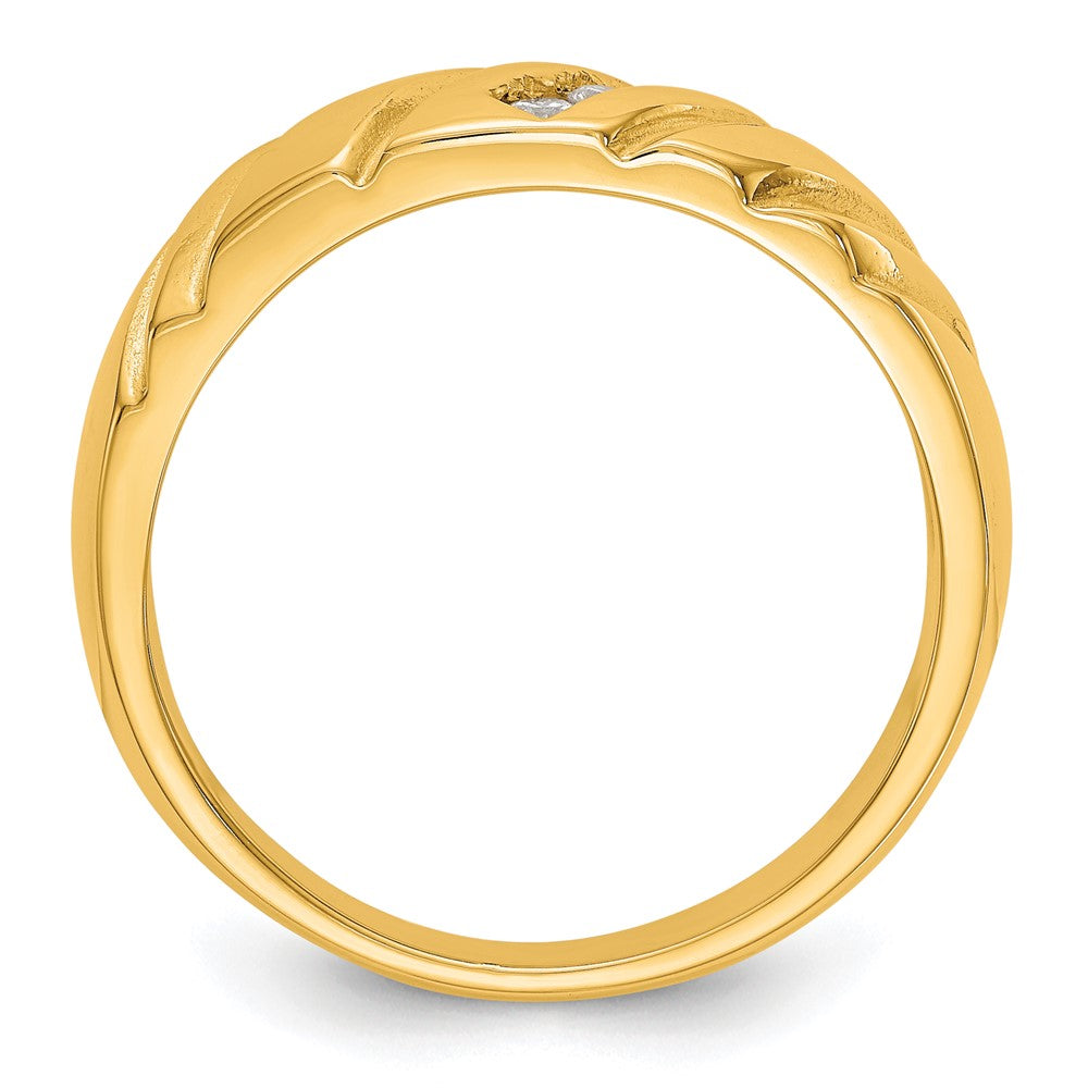 14K Gelbgold Herren-Ehering mit natürlichen Diamanten 0,12 ct