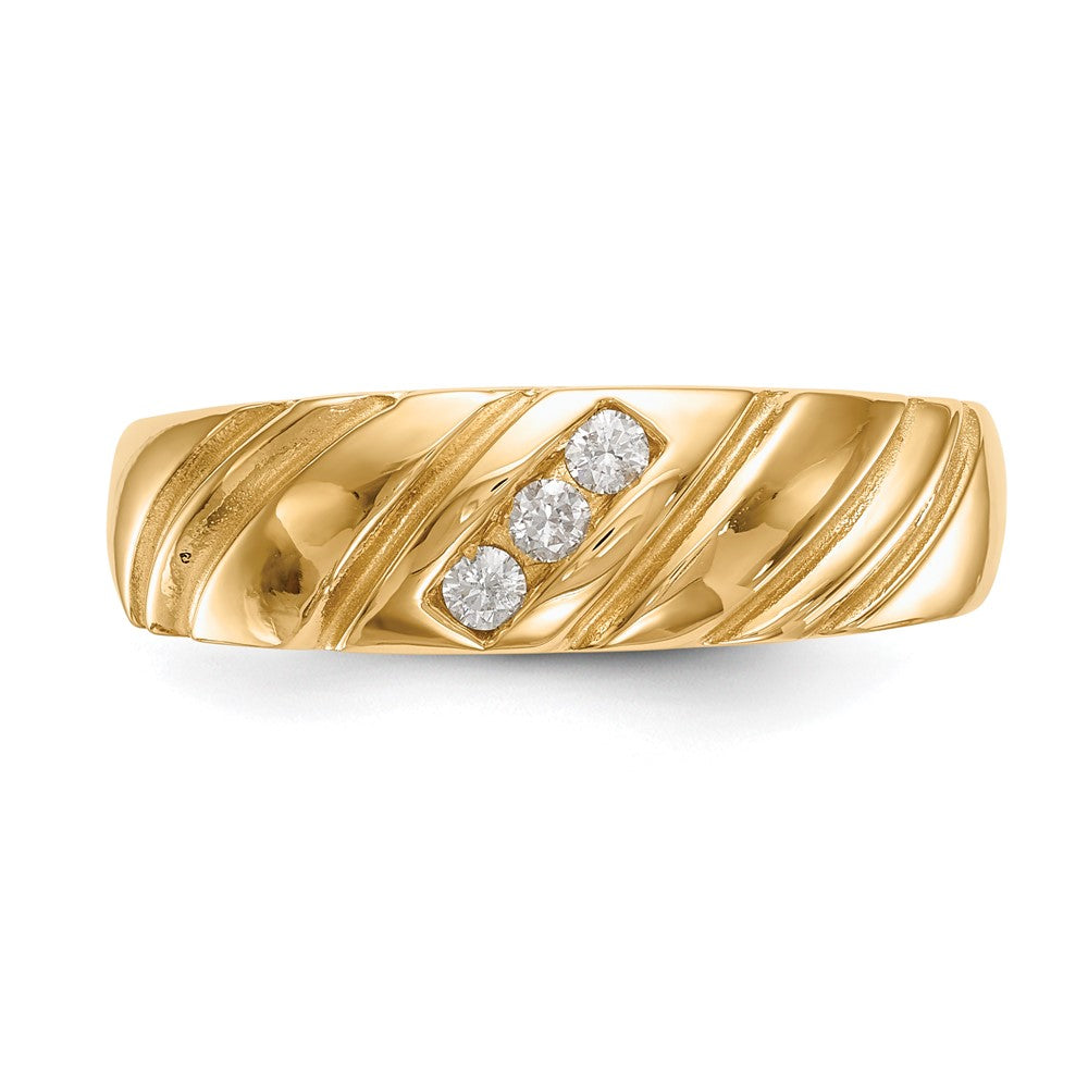 14K Gelbgold Herren-Ehering mit natürlichen Diamanten 0,12 ct
