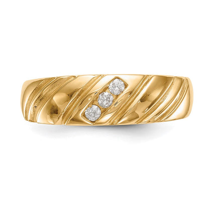 14K Gelbgold Herren-Ehering mit natürlichen Diamanten 0,12 ct
