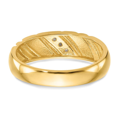 14K Gelbgold Herrenring mit 3 Steinen und 0,125 Karat Diamant, komplett