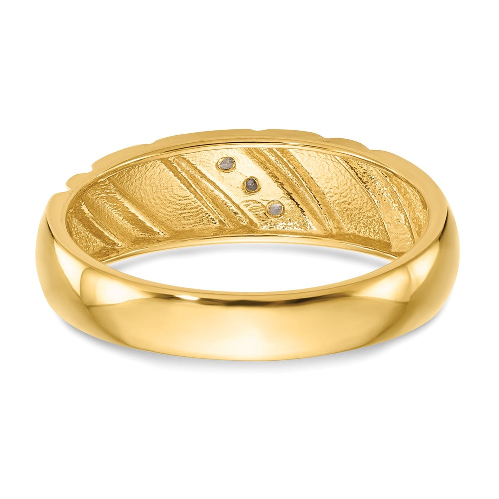 14K Gelbgold Herren-Ehering mit natürlichen Diamanten 0,12 ct