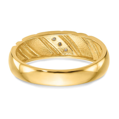 14K Gelbgold Herren-Ehering mit natürlichen Diamanten 0,12 ct