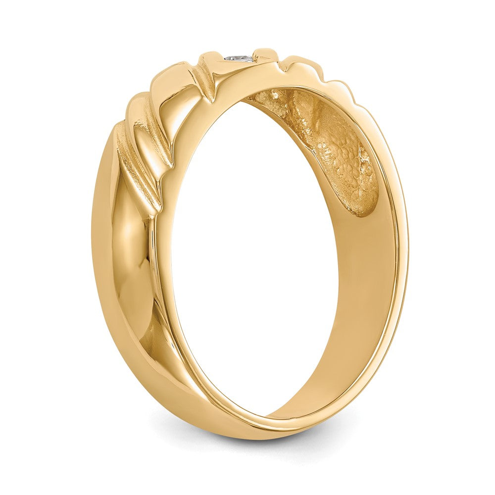 14K Gelbgold Herren-Ehering mit natürlichen Diamanten 0,12 ct