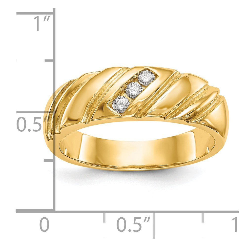 14K Gelbgold Herren-Ehering mit natürlichen Diamanten 0,12 ct