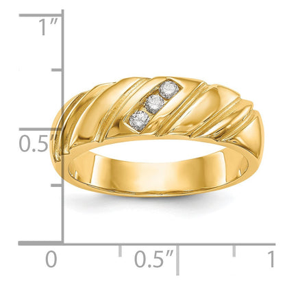 14K Gelbgold Herren-Ehering mit natürlichen Diamanten 0,12 ct