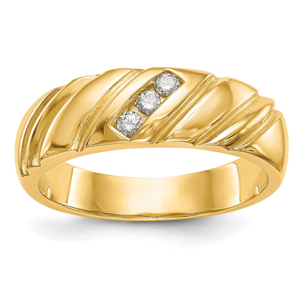 14K Gelbgold Herren-Ehering mit natürlichen Diamanten 0,12 ct