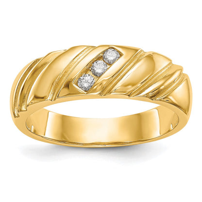 14K Gelbgold Herren-Ehering mit natürlichen Diamanten 0,12 ct