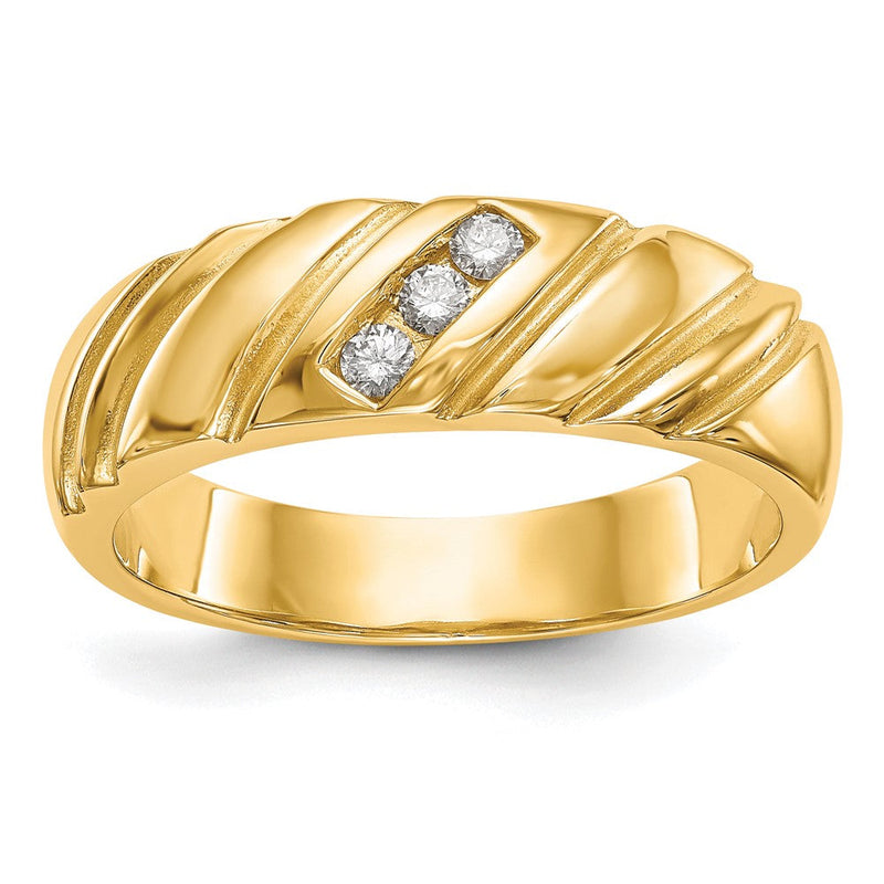 14K Gelbgold Herren-Ehering mit natürlichen Diamanten 0,12 ct