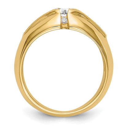 14K Gelbgold Herrenring mit 0,5 ct. im Labor gezüchteten Diamanten VS/SI+ G+, Halbfassung für 0,625 ct. Mittelstein