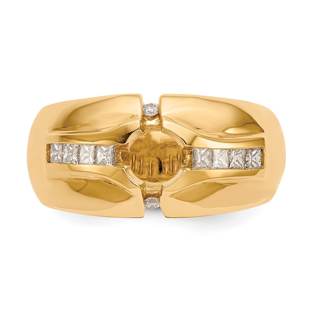 14K Gelbgold Herrenring mit 0,5 ct. im Labor gezüchteten Diamanten VS/SI+ G+, Halbfassung für 0,625 ct. Mittelstein