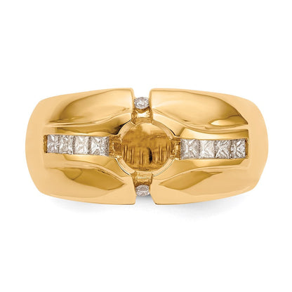 14K Gelbgold Herrenring mit 0,5 ct. im Labor gezüchteten Diamanten VS/SI+ G+, Halbfassung für 0,625 ct. Mittelstein