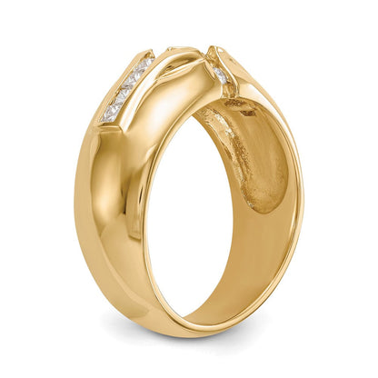 14K Gelbgold Herrenring mit 0,5 ct. im Labor gezüchteten Diamanten VS/SI+ G+, Halbfassung für 0,625 ct. Mittelstein