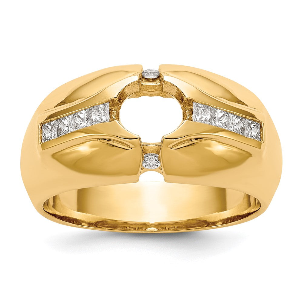 14K Gelbgold Herrenring mit 0,5 ct. im Labor gezüchteten Diamanten VS/SI+ G+, Halbfassung für 0,625 ct. Mittelstein