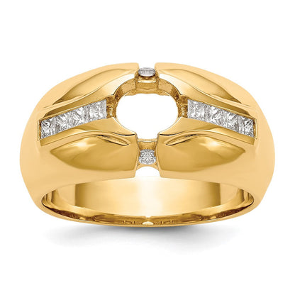 14K Gelbgold Herrenring mit 0,5 ct. im Labor gezüchteten Diamanten VS/SI+ G+, Halbfassung für 0,625 ct. Mittelstein
