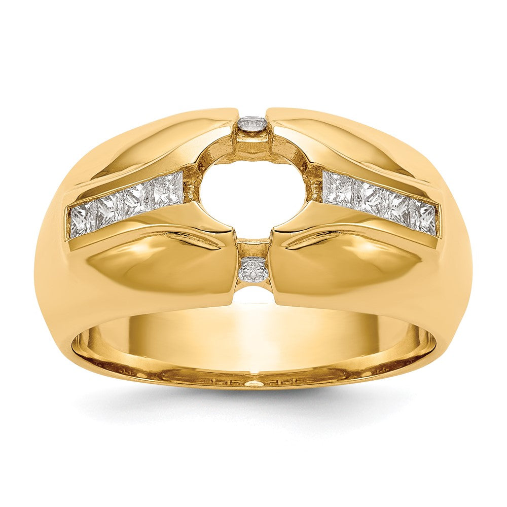 14K Gelbgold (holds 3/4 Karat (5.5mm) Rund Mittig) 1/2 Diamant Herren Halbfassung Ring